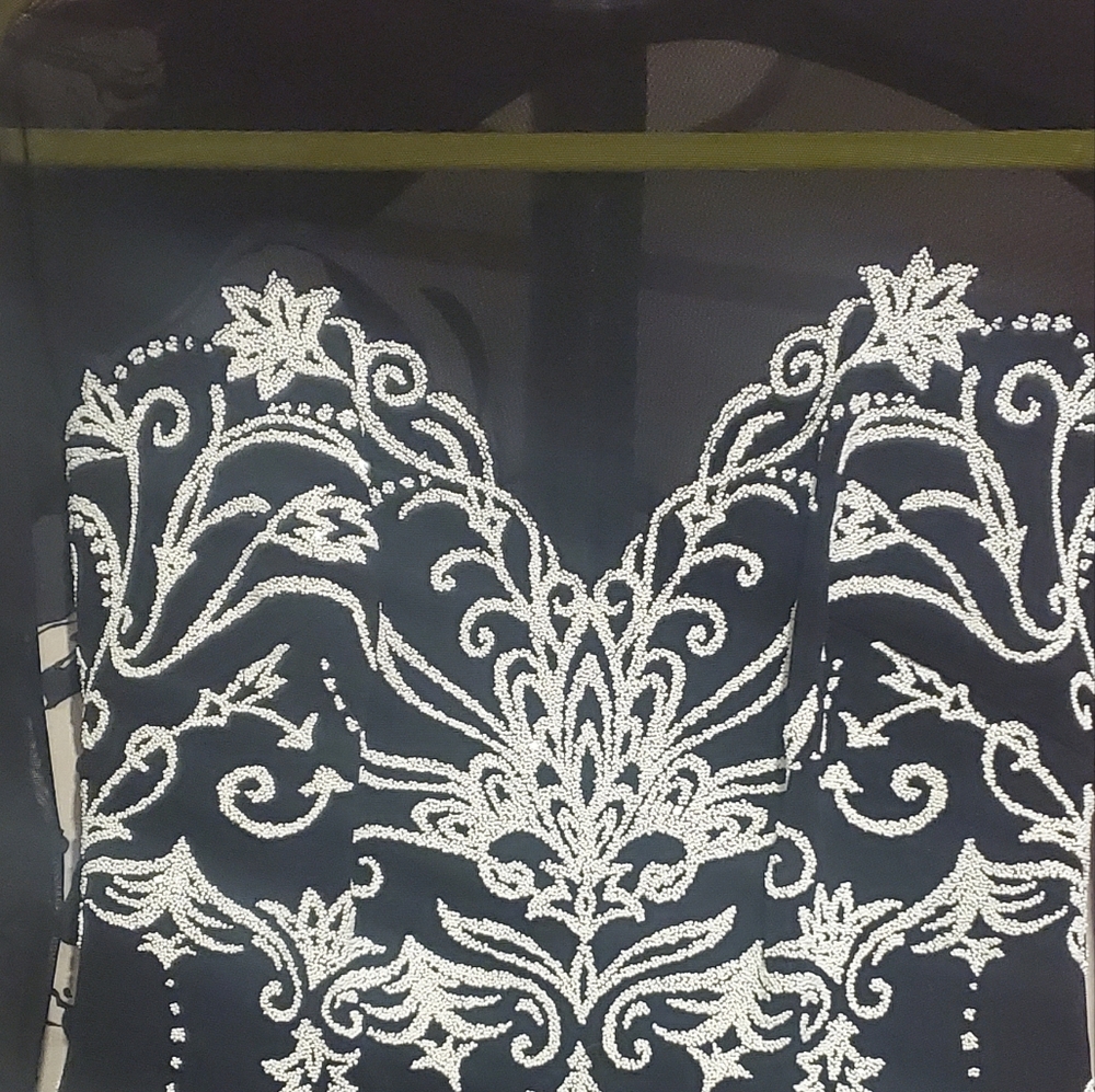 TADASHI Beaded Mesh Long Sleeve Top S - Picture 6 of 9